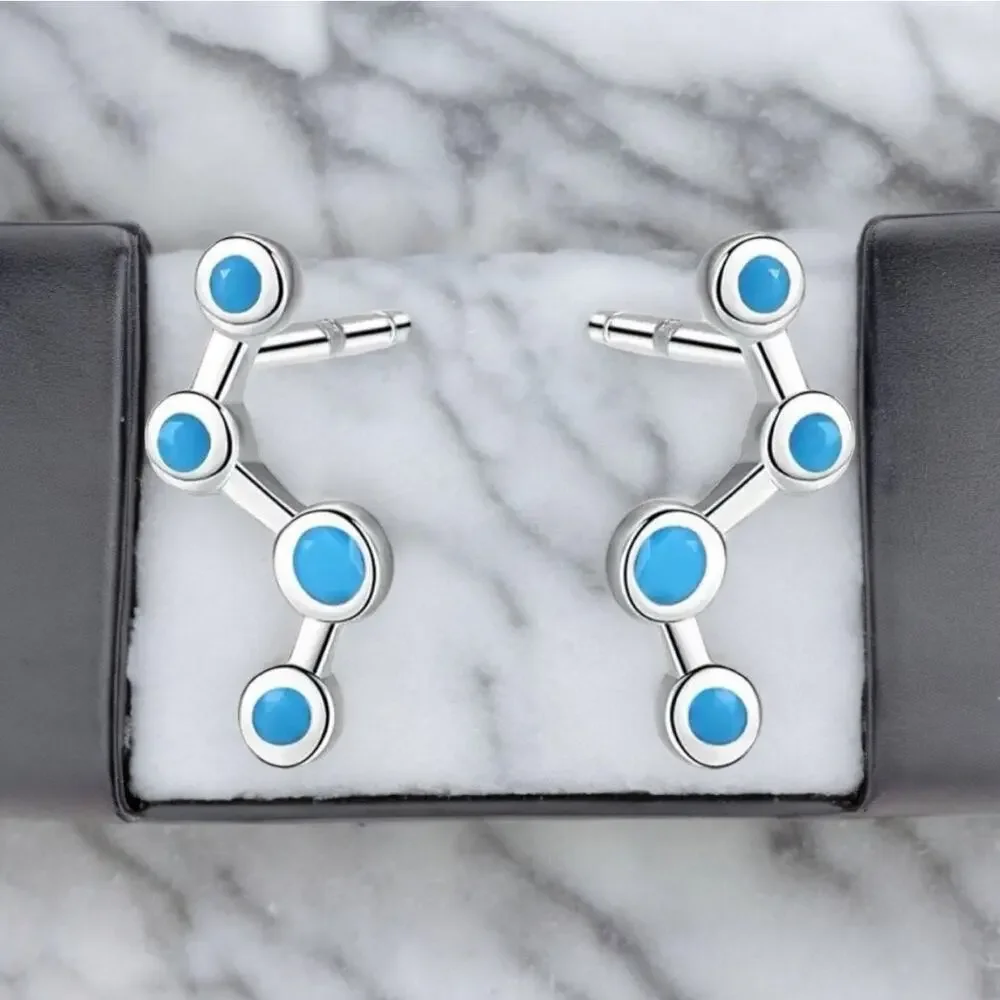 NEW 925 sterling silver with turquoise stones geometric jewelry earrings B16A